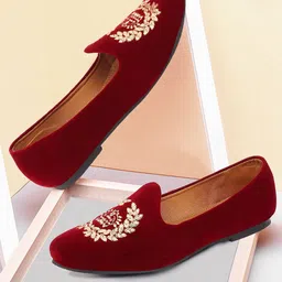 FAUSTO Men Embroidery Round Toe Memory Foam Lightweight Velvet Loafers-image-40