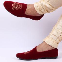 FAUSTO Men Embroidery Round Toe Lightweight Velvet Loafers-22