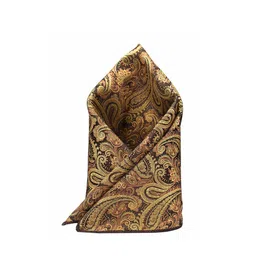 The Tie Hub Men Gold Paisley Printed Pocket Square-10