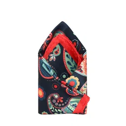 Tossido Men Navy Blue & Orange Printed Pocket Square-image-46
