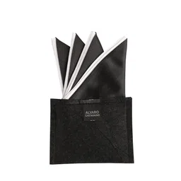 Alvaro Castagnino Men Black Solid Pocket Squares-image-80