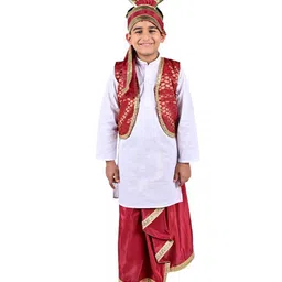 itsmycostume Boys Band Collar Long Sleeves Kurta With Dhoti Pant With Jacket With Turra-45
