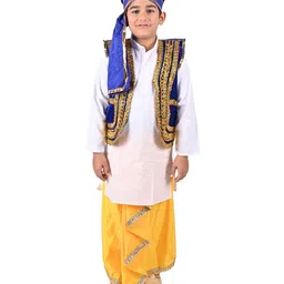 itsmycostume Boys Band Collar Long Sleeves Kurta With Dhoti Pant With Jacket With Turra-46