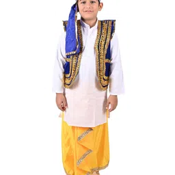 itsmycostume Boys Band Collar Long Sleeves Kurta With Dhoti Pant With Jacket With Turra-13