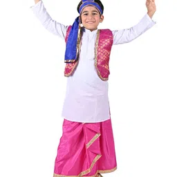 itsmycostume Boys Band Collar Long Sleeves Kurta With Dhoti Pant With Jacket With Turra-33