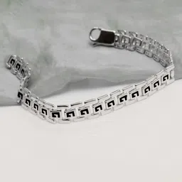 LeCalla Men Sterling Silver Handcrafted Silver Plated Link Bracelet-25