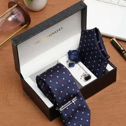 MUTAQINOTI Men Multi Checked Silk Necktie Accessory Gift Set-image-67
