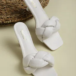 Truffle Collection White Woven Design PU Sandals-picture-32