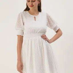 DressBerry Self Design Keyhole Neck Georgette Dress-image-60