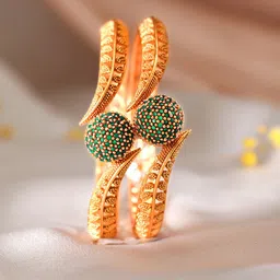 Rubans Set Of 2 22K Gold-Plated AD Studded Bangles-27