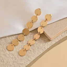 ToniQ Gold-Plated Geometric Drop Earrings-5