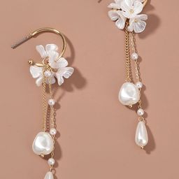 Peora Gold-Plated Floral Half Hoop Earrings-image-17