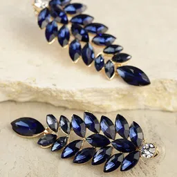 DressBerry Gold-Plated Blue Contemporary Drop Earrings-image-74