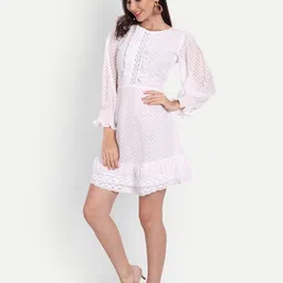ISAM Women White Chiffon Dress-image-27