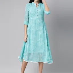 Souchii Floral Chiffon A-Line Midi Dress-image-4