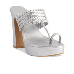 ERIDANI Textured Open Toe Platform Heels image 1