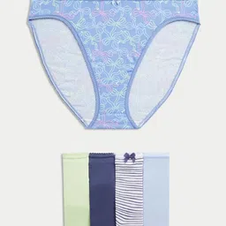 Marks & SpencerPack Of 5 Printed HighRise Basic Briefs T615103XICE BLUE-2