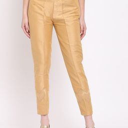 RIVI Women Gold-Toned Pleated Peg Trousers-image-77