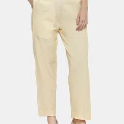 Aarsha Women Relaxed Straight Leg Mid-Rise Cotton Plain Regular Trousers Trousers-picture-18
