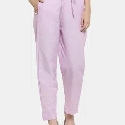 Aarsha Women Relaxed Straight Leg Cotton Trousers-image-50