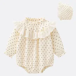 StyleCast Infant Girls Cream Coloured Printed Long Sleeves Bodysuit With Cap-image-20