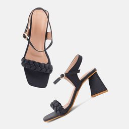 SCENTRA Black Party Wedge Sandals-image-61