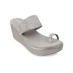 Metro Silver-Toned Wedge Sandals Heels-56