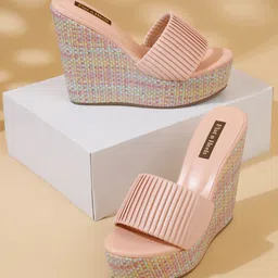 Flat n Heels Textured Open Toe Wedge Heels-image-60