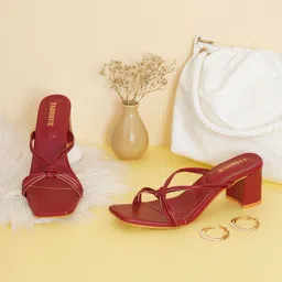 FABBHUE Knotted Strap Block Heels-36