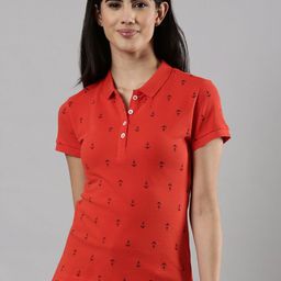 Femmora Conversational Printed Polo Collar Comfortable Fit Pure Cotton T-shirt-picture-14