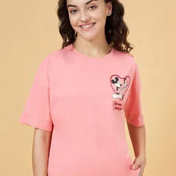 Dreamz by Pantaloons Mickey & Minnie Mouse Printed Pure Cotton Lounge T-shirt-image-24