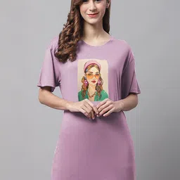Kanvin Women Printed Pure Cotton Lounge T-Shirt-image-88