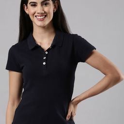 Femmora Women Polo Collar Nautical Pure Cotton T-shirt-image-96