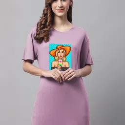 Kanvin Printed Cotton Long Lounge T-shirt-image-24