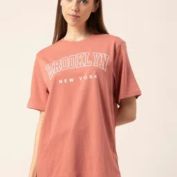 Lounge Dreams Women Pink & White Printed Pure Cotton Lounge T-shirt-picture-32