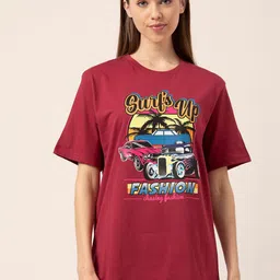 Lounge Dreams Printed Pure Cotton Oversized Lounge Tshirt-image-90