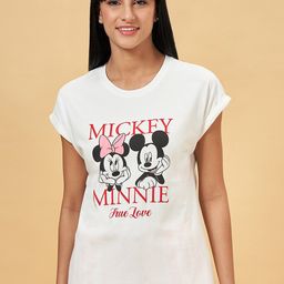 Dreamz by Pantaloons Mickey & Minnie Mouse Printed Pure Cotton Lounge T-shirt-picture-38
