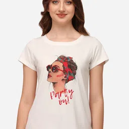 Soie Women Off White Printed Lounge Tshirt-picture-10