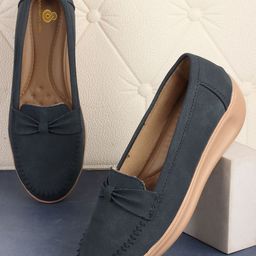 sneakers villa Women Woven Design Loafers With Bow Details-26