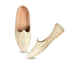 Aristitch Men Cream-Coloured Woven Design Mojaris-image-28