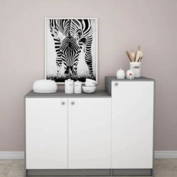 woodbuzz Kamiley Wood Crockery Unit in Grey & Frosty White finish-picture-12