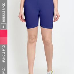 Jinfo Women Pack Of 3 Mid-Rise Yoga Sports Shorts-picture-28