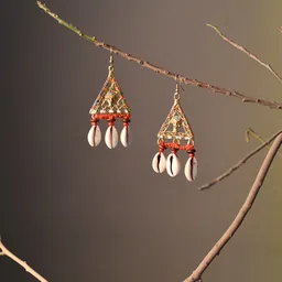 AAKRITI ART CREATIONS Brass Plated Triangular Wooden Drop Earrings-38