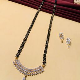 ABDESIGNS Gold-Plated AD-Studded Mangalsutra With Earrings-45