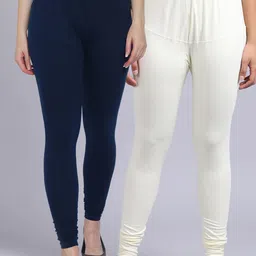 Jinfo Women Pack Of 2 Solid Churidar-Length Leggings-picture-31