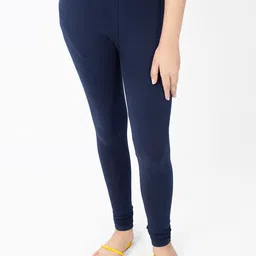 indian flower Girls Navy Blue Solid Churidar-Length Leggings-picture-8