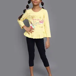 V-Mart Girls Typography Printed Top With Leggings-image-76