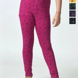 BAESD Girls Pack Of 5 Printed Pure Cotton Ankle Length Leggings-image-90