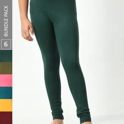 BAESD Girls Pack Of 6 Ankle Length Cotton Lycra Leggings-image-99
