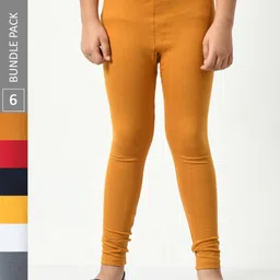 BAESD Girls Pack Of 6 Super Soft Churidar Length Leggings-image-73